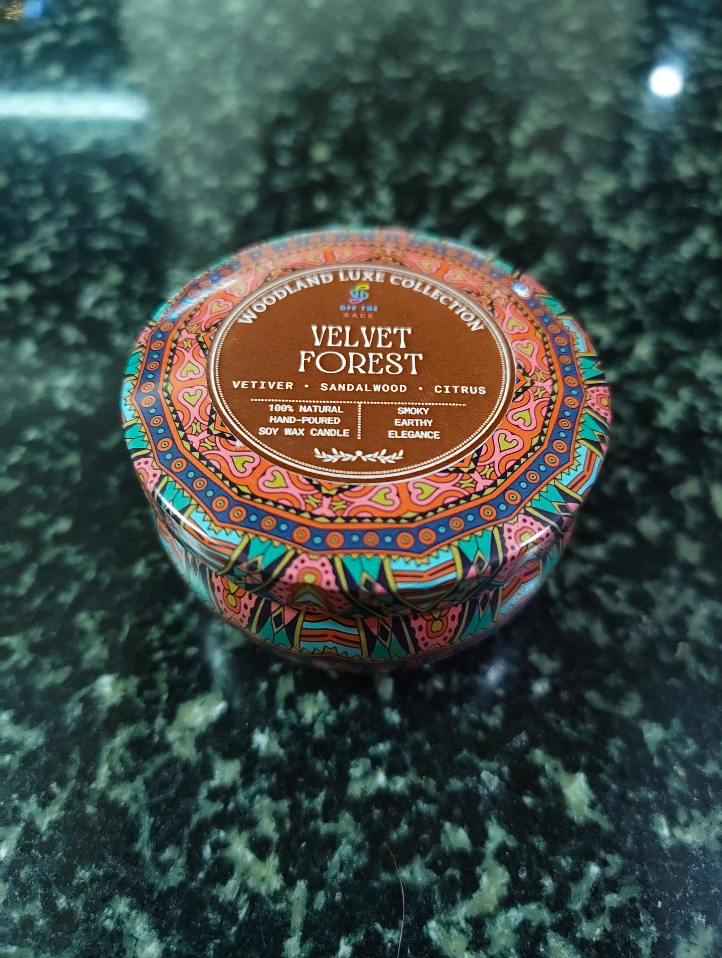 Velvet Forest Mandala Tin Candle