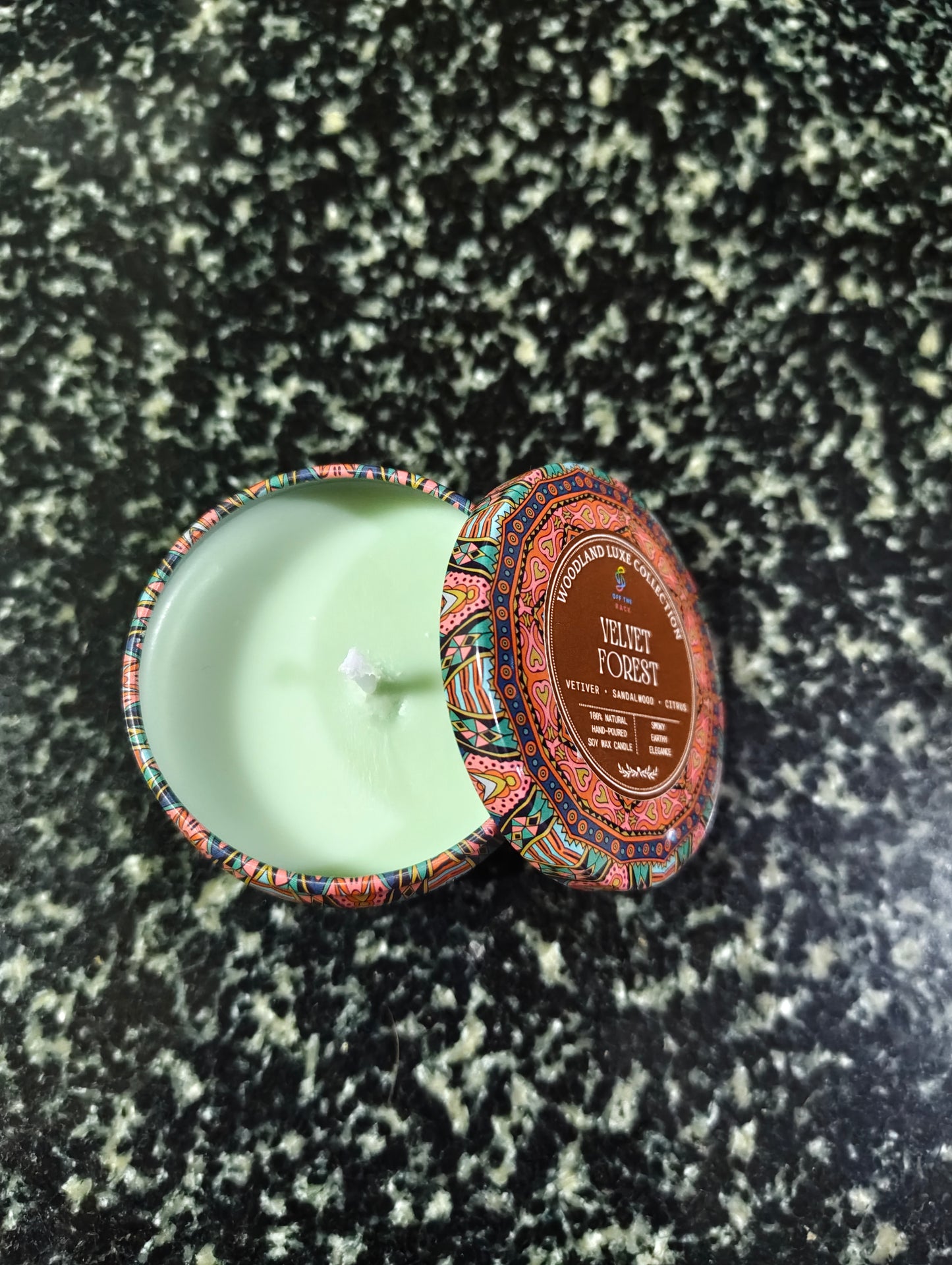 Velvet Forest Mandala Tin Candle