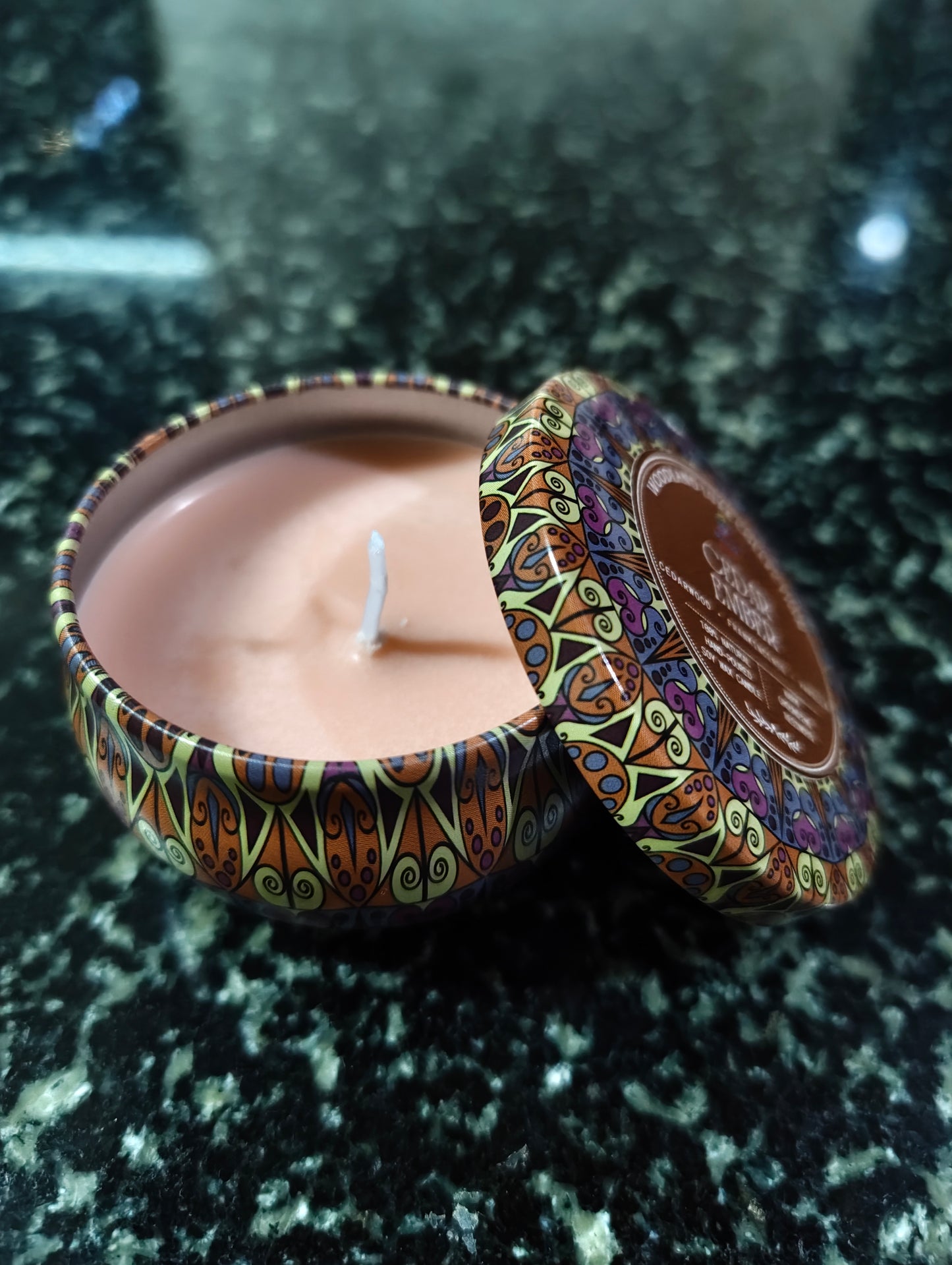Cedar Ember Mandala Tin Candle