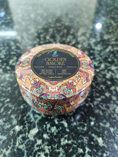 Golden Smoke Mandala Tin Candle