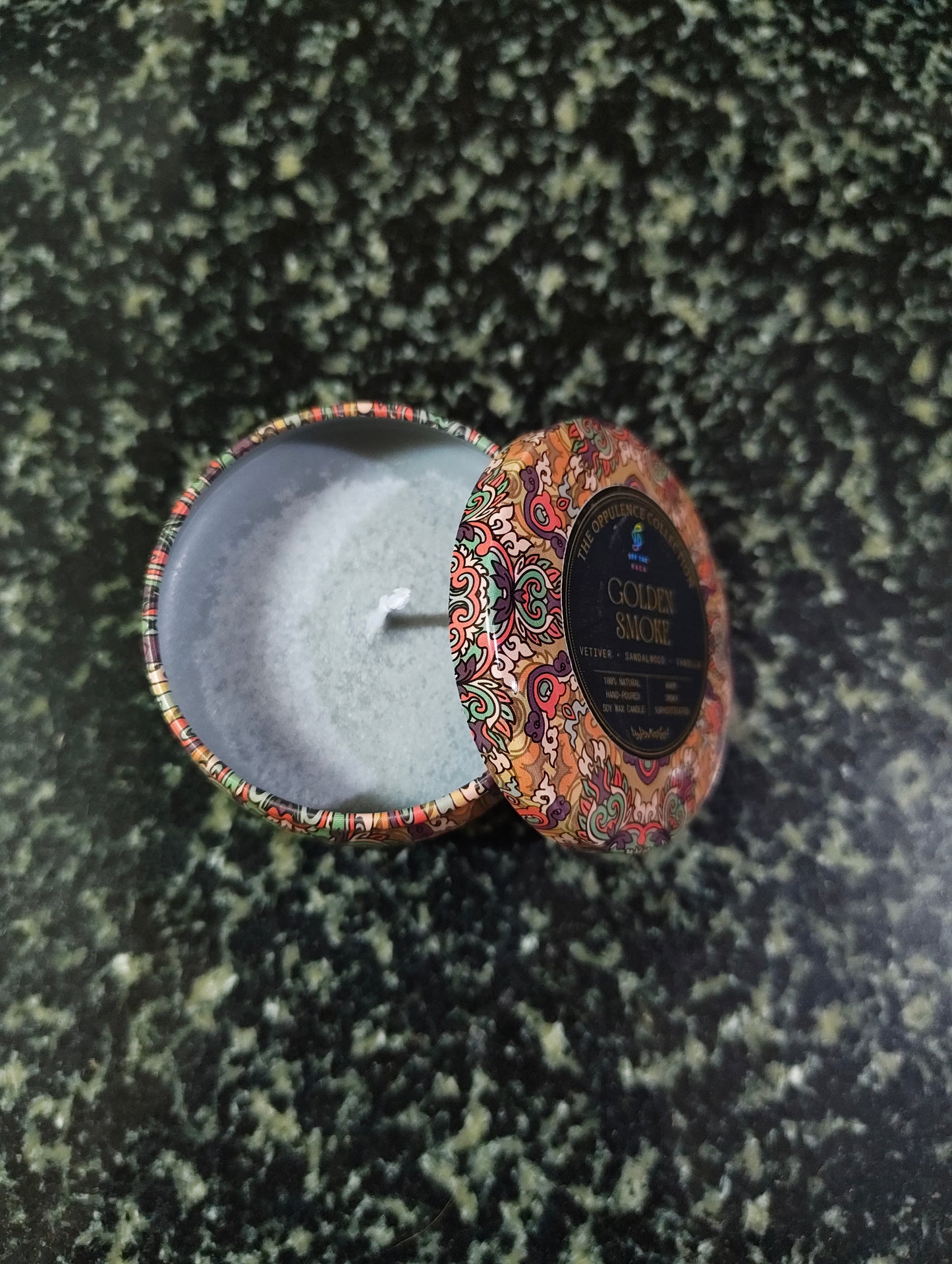 Golden Smoke Mandala Tin Candle
