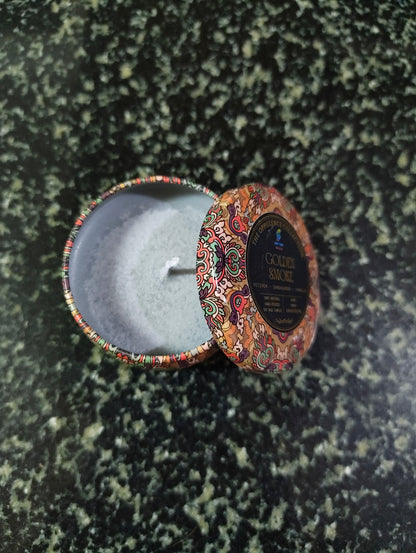 Golden Smoke Mandala Tin Candle
