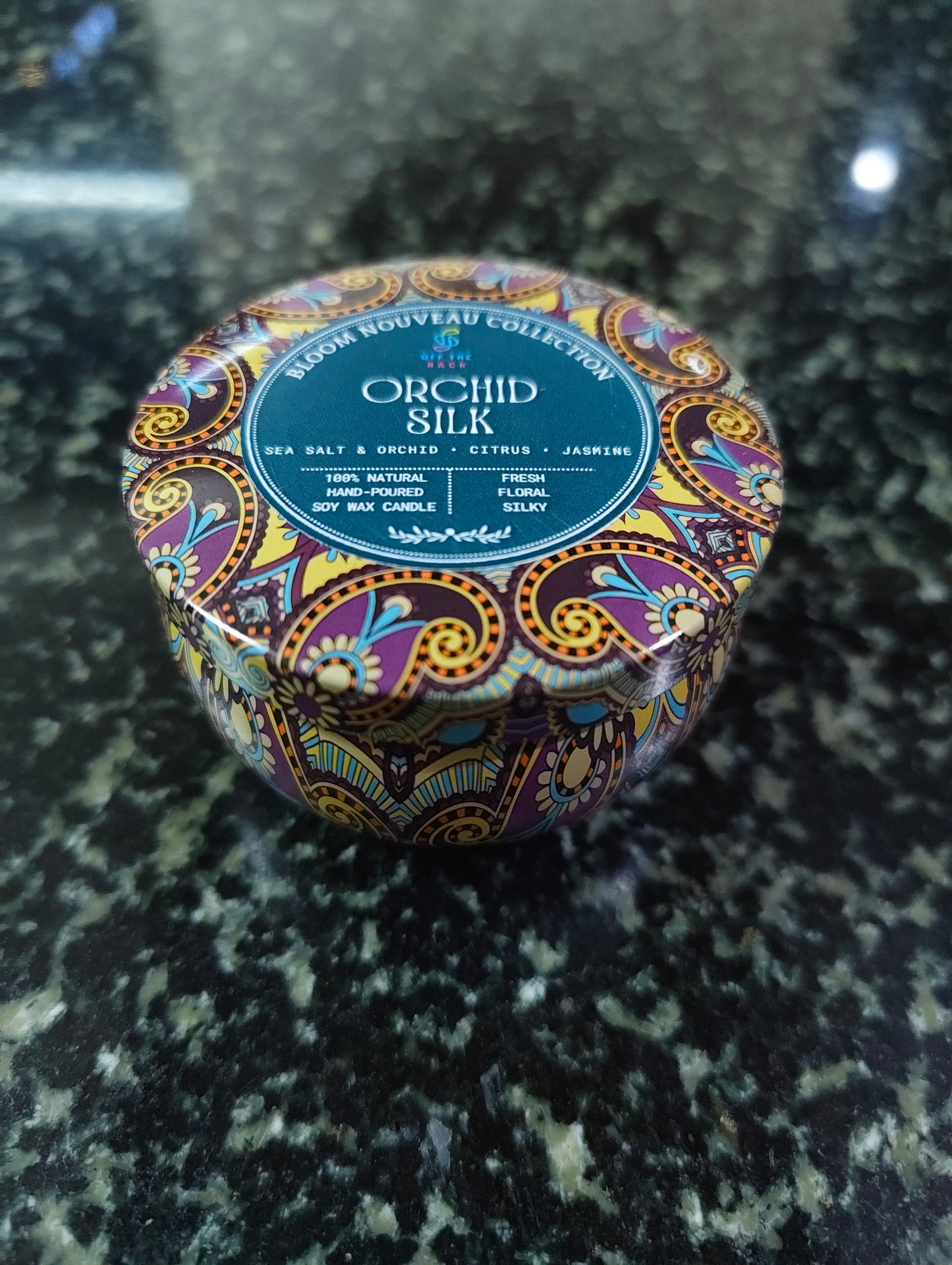 Orchid Silk Mandala Tin Candle