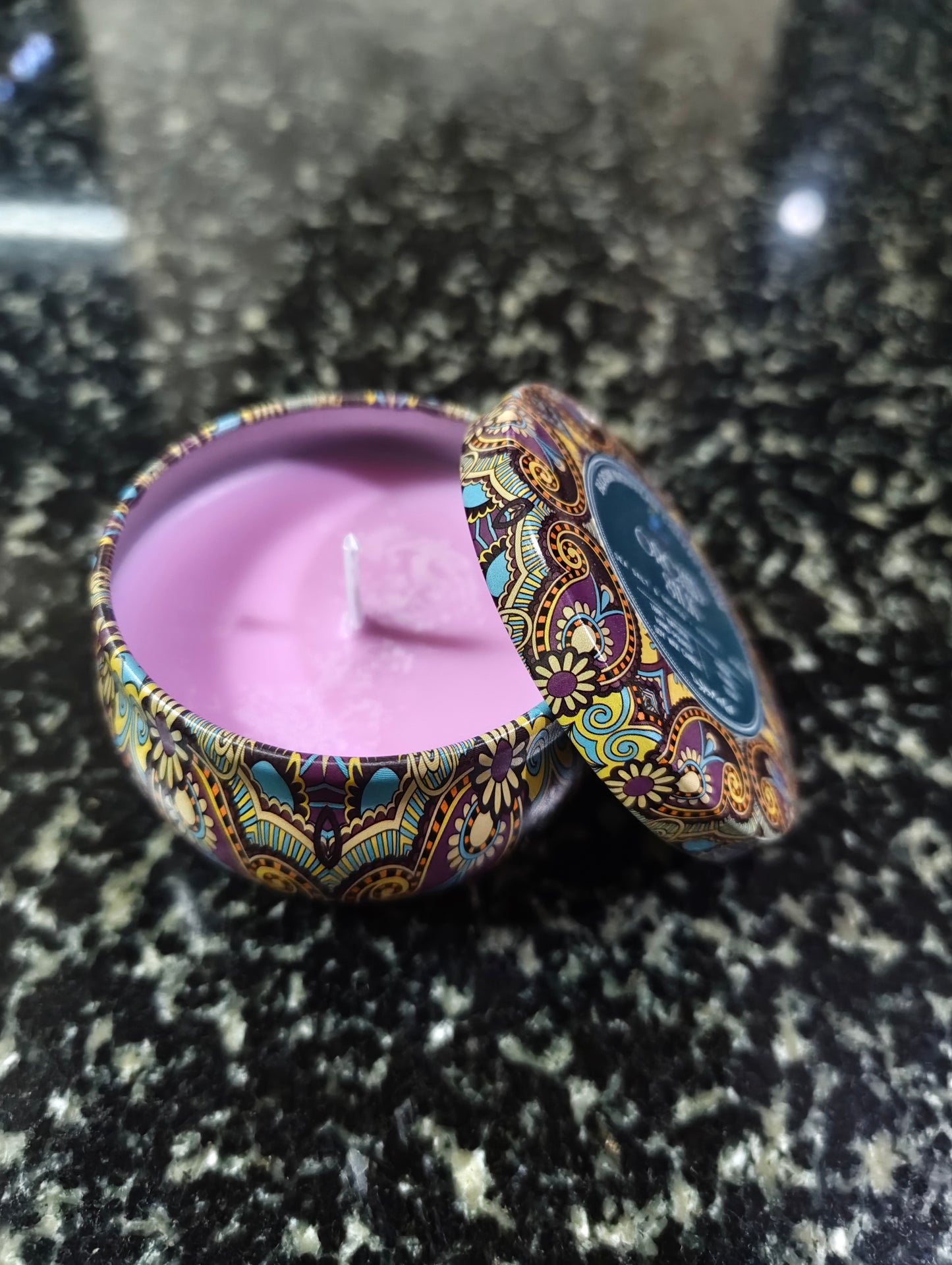 Orchid Silk Mandala Tin Candle