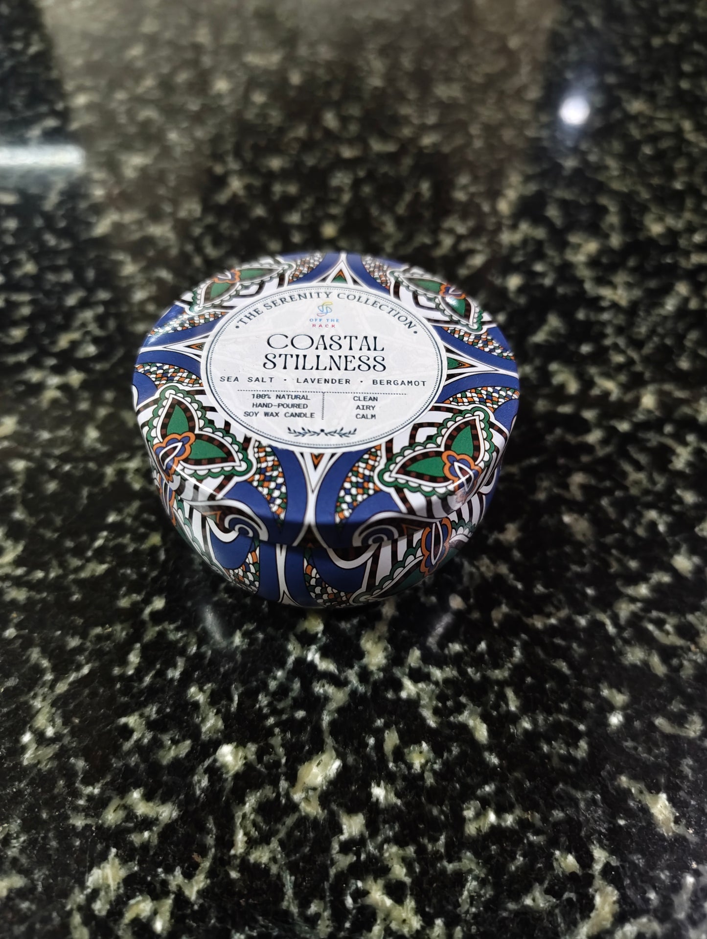 Coastal Stillness Mandala Tin Candle