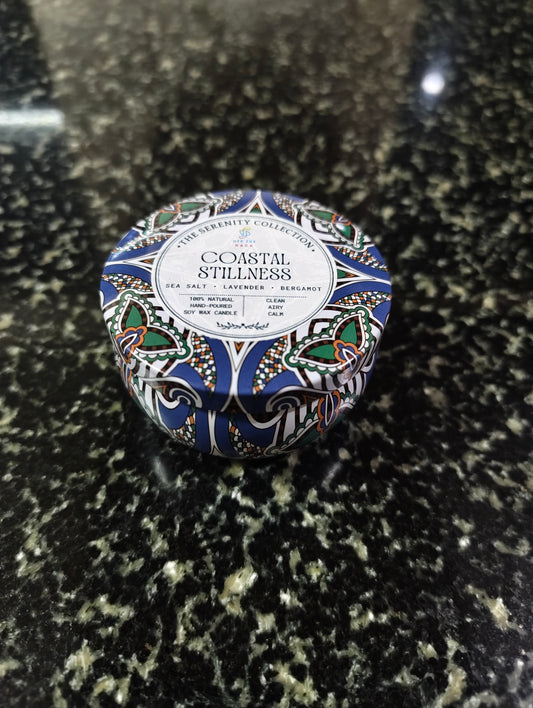 Coastal Stillness Mandala Tin Candle
