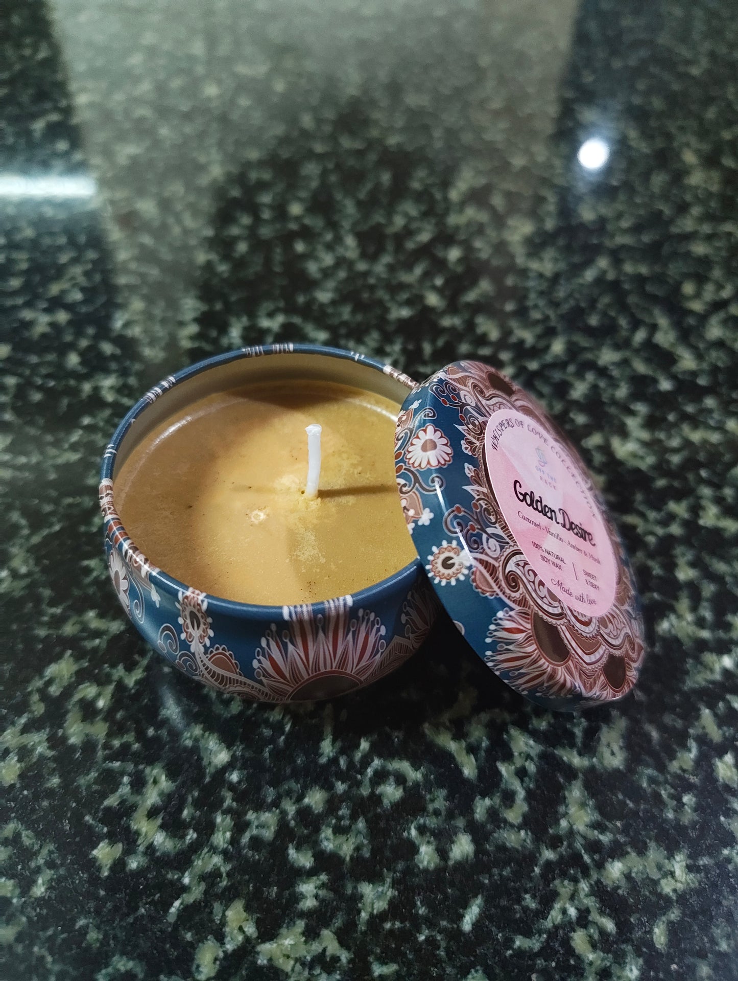Golden Desire Mandala Tin Candle