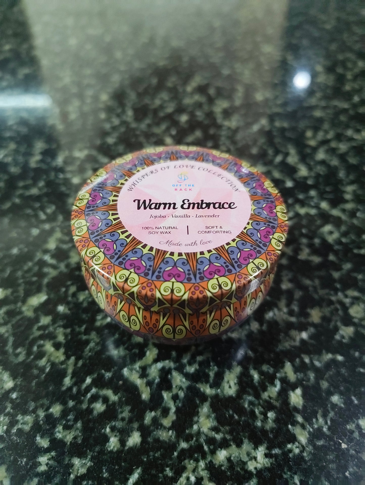 Warm Embrace Mandala Tin Candle