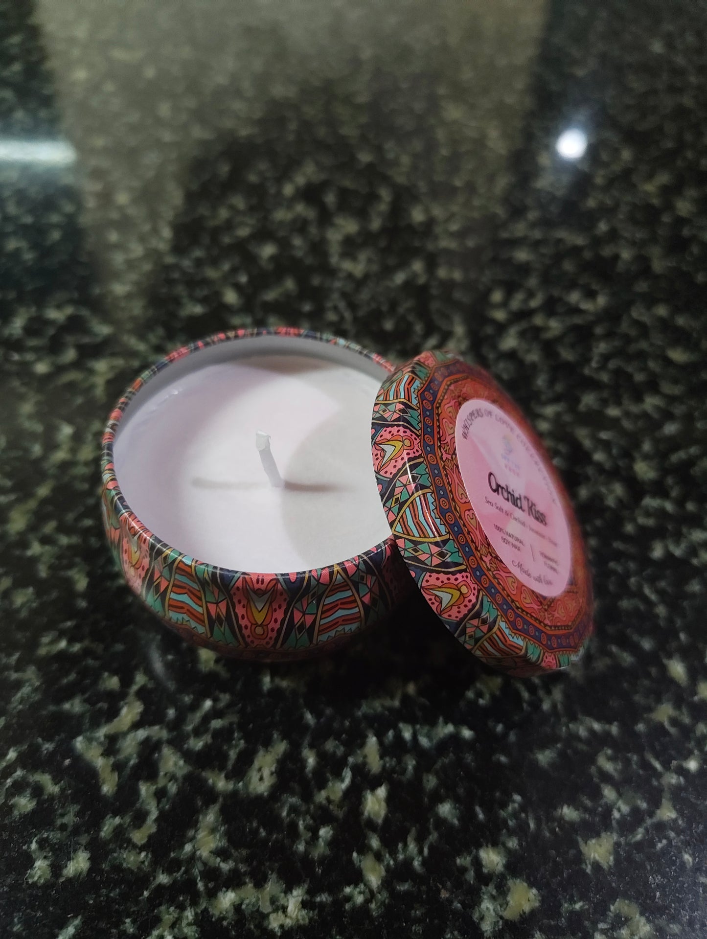 Orchid Kiss Mandala Tin Candle