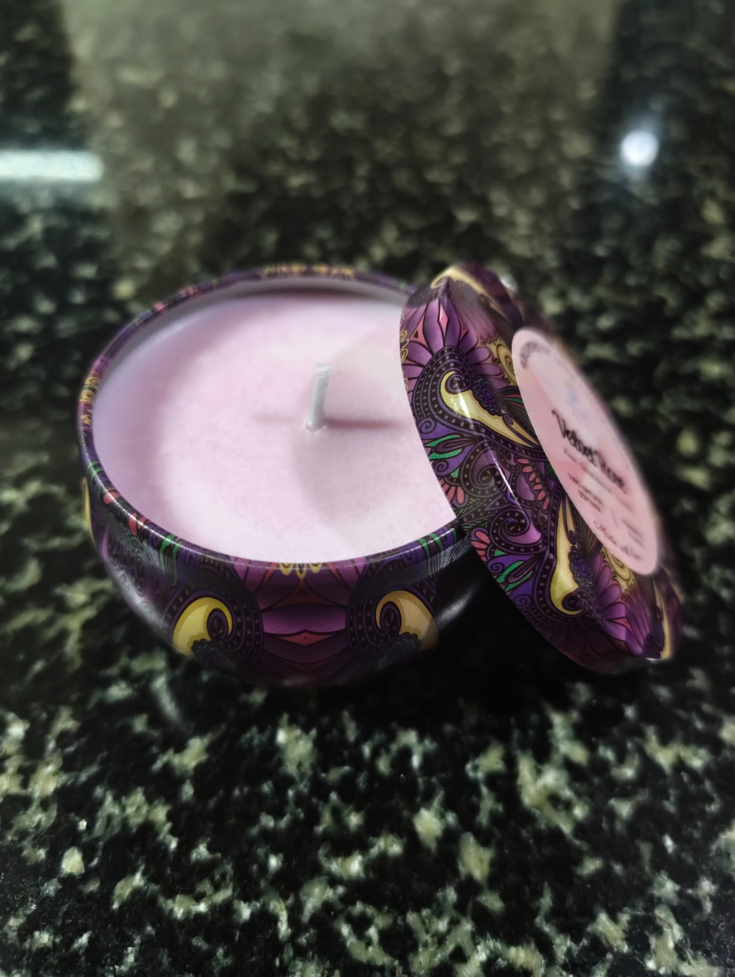 Velvet Rose Mandala Tin Candle