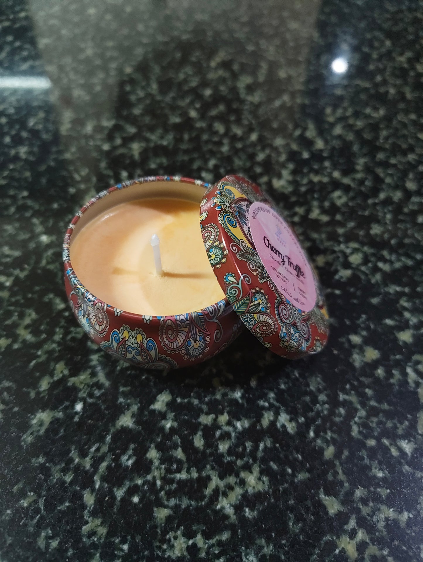 Cherry Truffle Mandala Tin Candle