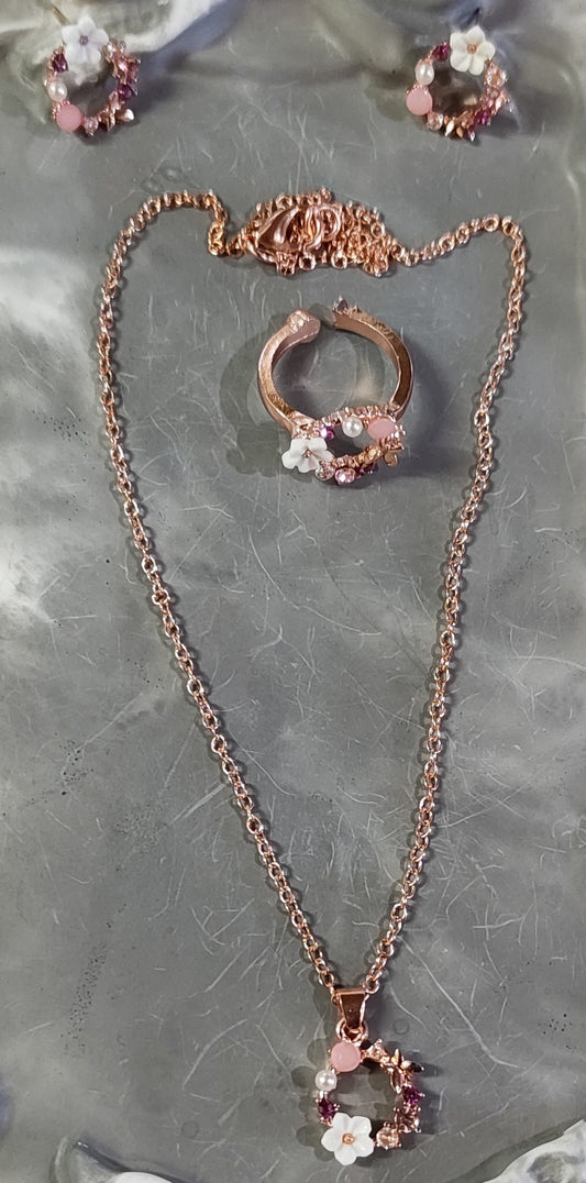 Rose Gold Korean Floral Set
