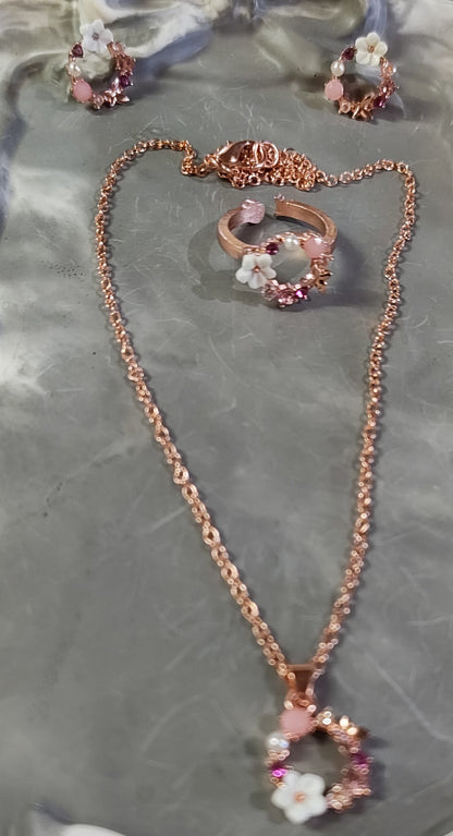 Rose Gold Korean Floral Set