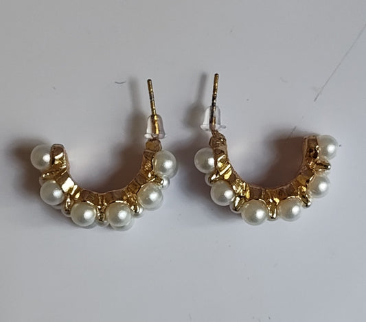 Golden Beaded Half Hoops