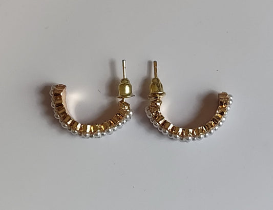Golden Beaded Half Hoops
