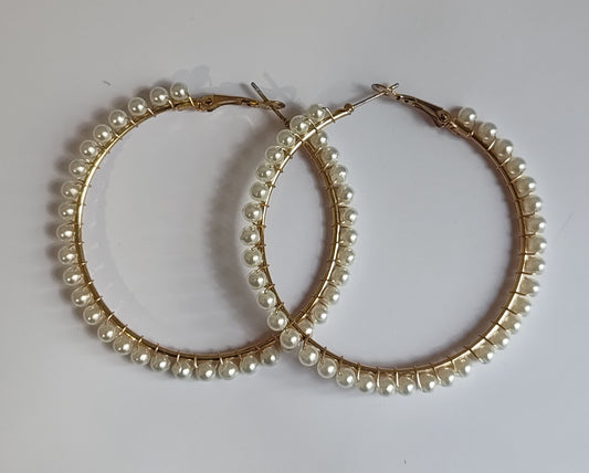 Golden Beaded Hoops