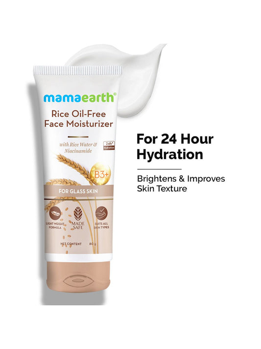 Mamaearth Rice Oil-Free Face Moisturizer with Rice Water & Niacinamide For Glass Skin