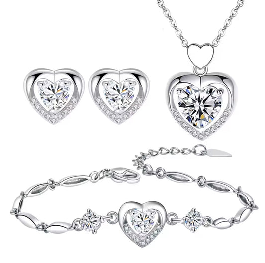 Silver Plated Heart Set