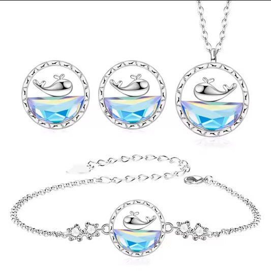 Silver Plated Dolphin Set