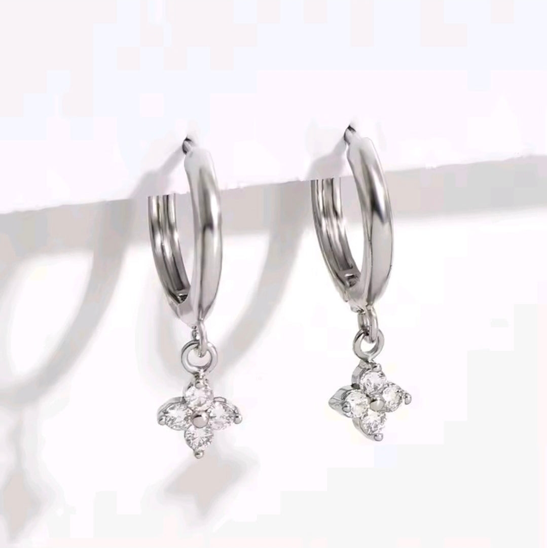 Silver Plated Clover Earrings