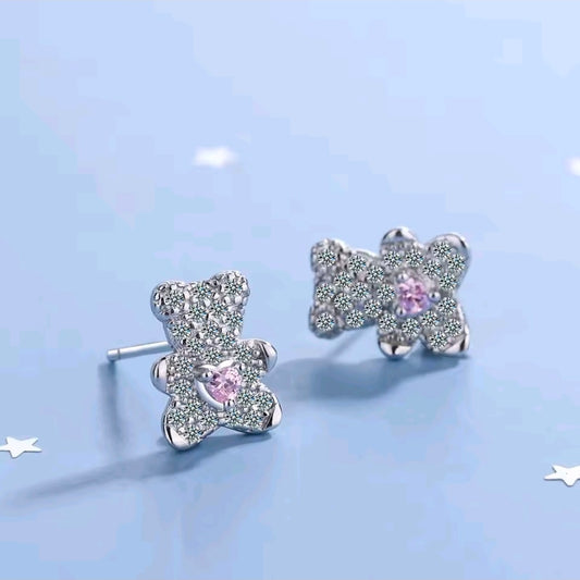 Silver Plated Teddy Bear Earrings