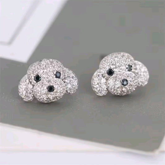 Silver Plated Puppy Earrings
