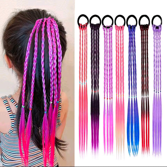Rainbow Braided Ponytail
