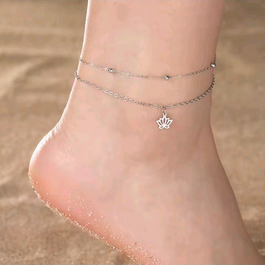 Double Layered Lotus Anklet