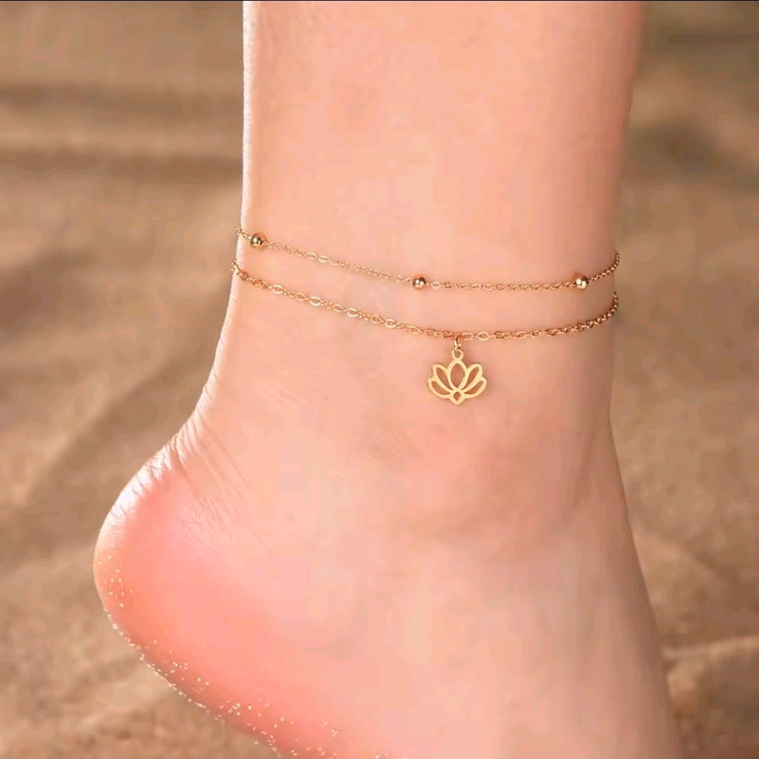 Double Layered Lotus Anklet