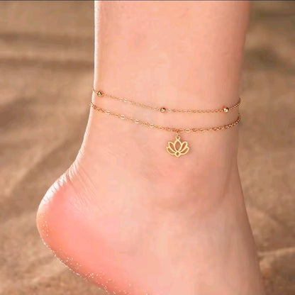 Double Layered Lotus Anklet