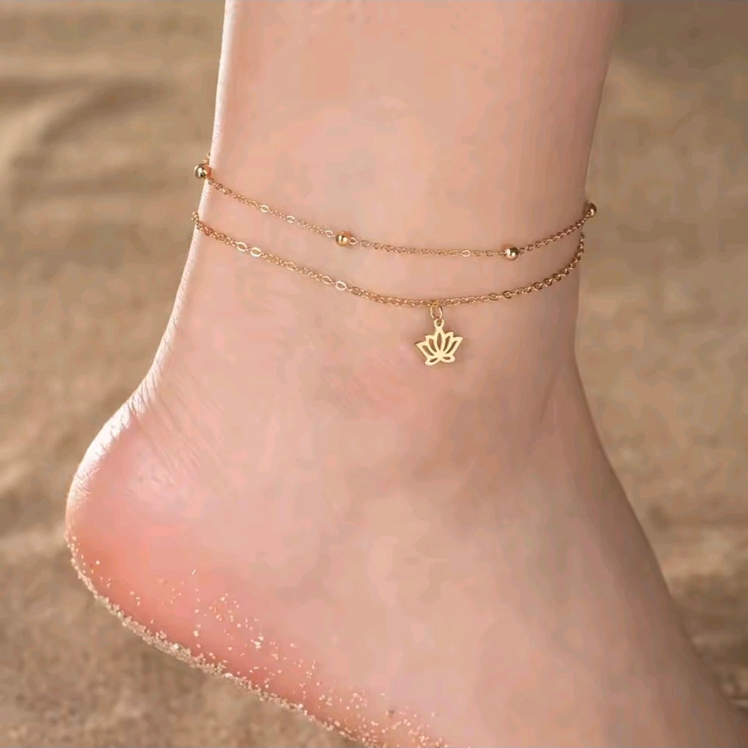 Double Layered Lotus Anklet