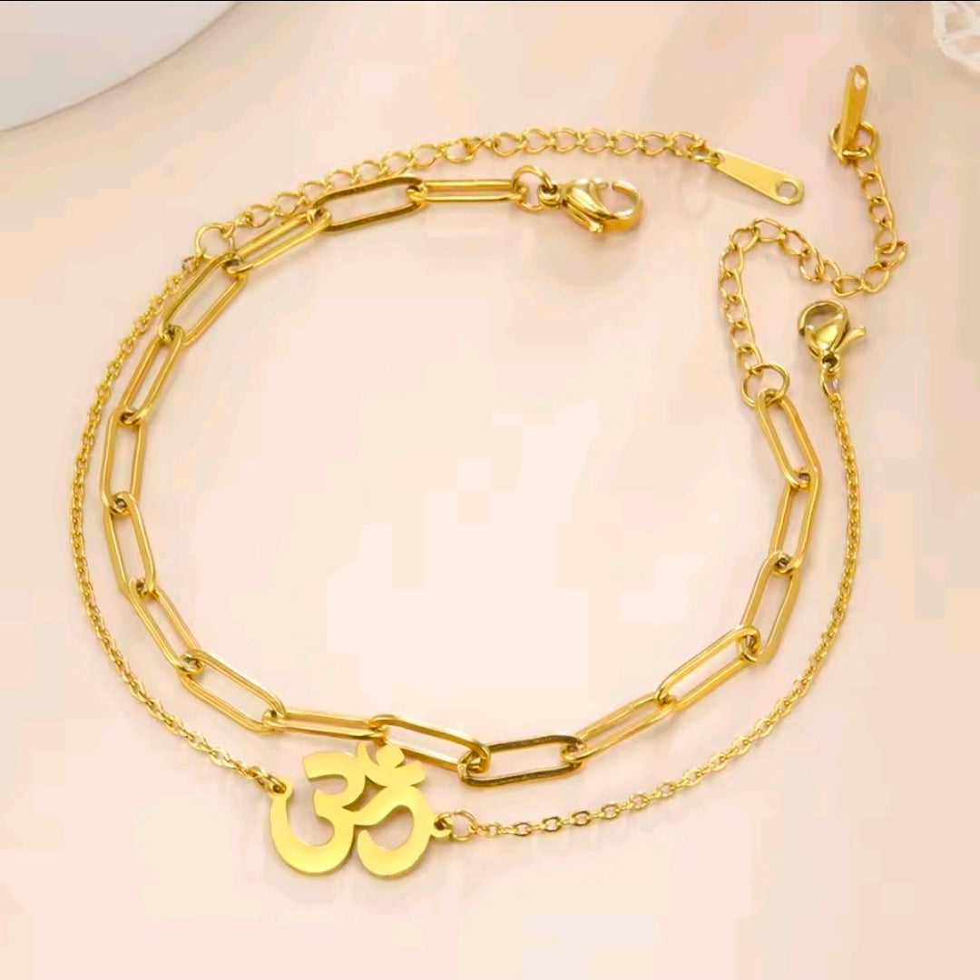 Double Layered Om Bracelet