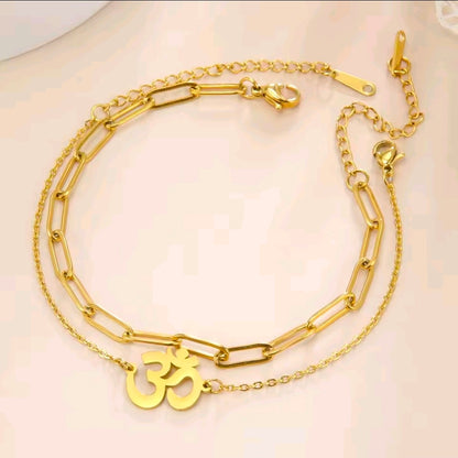 Double Layered Om Bracelet