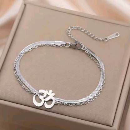 Double Layered Om Bracelet