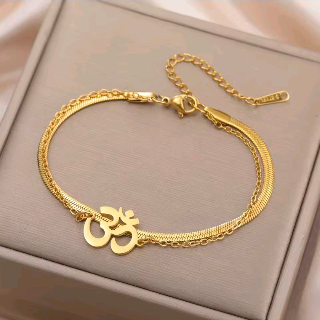 Double Layered Om Bracelet