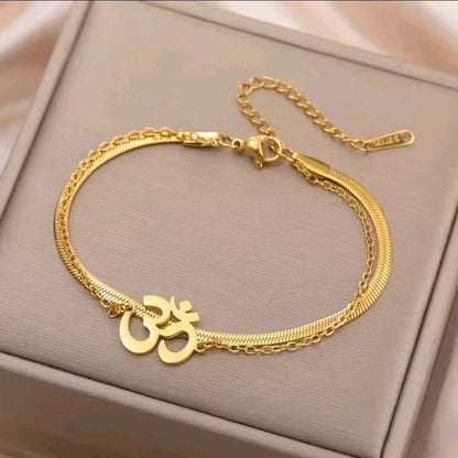 Double Layered Om Bracelet