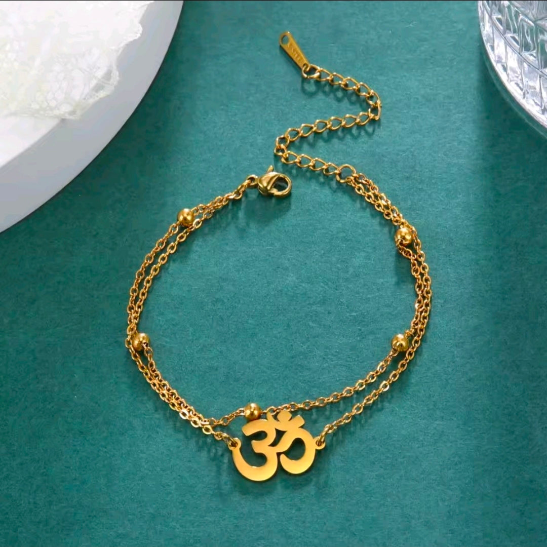 Double Layered Om Bracelet