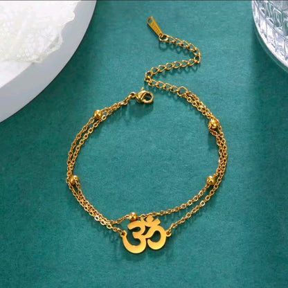 Double Layered Om Bracelet