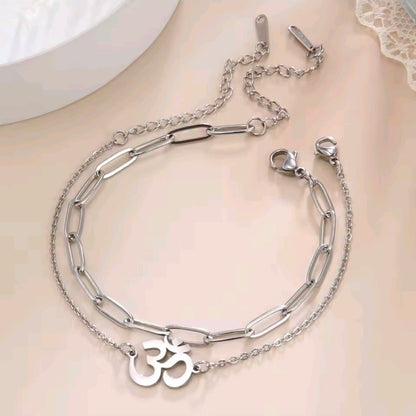 Double Layered Om Bracelet