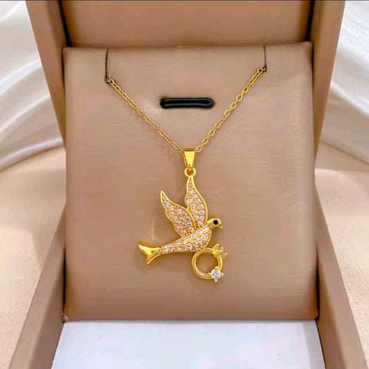 Dove With Ring Necklace