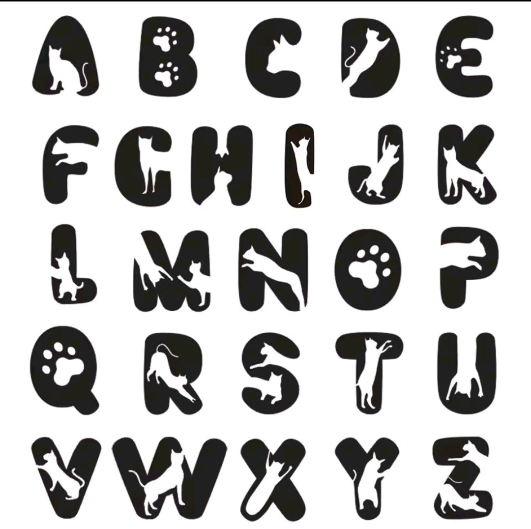 Cat Pattern Custom Name Necklace