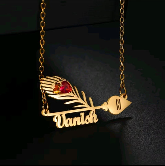 Custom Name Peacock Feather Necklace