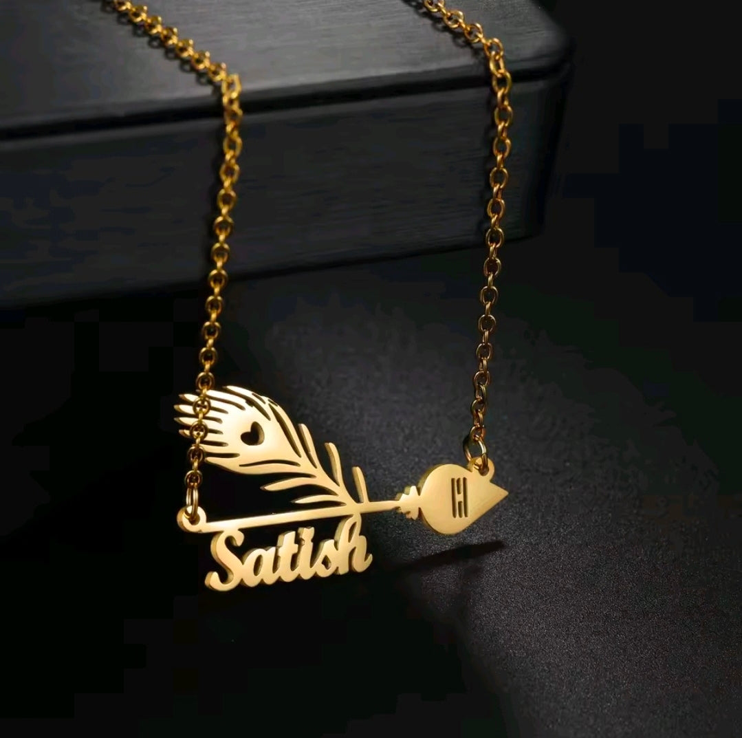 Custom Name Peacock Feather Necklace