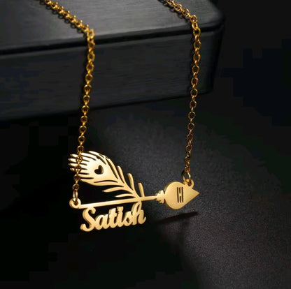 Custom Name Peacock Feather Necklace