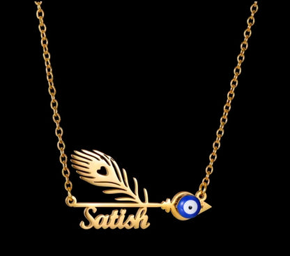 Custom Name Peacock Feather Necklace