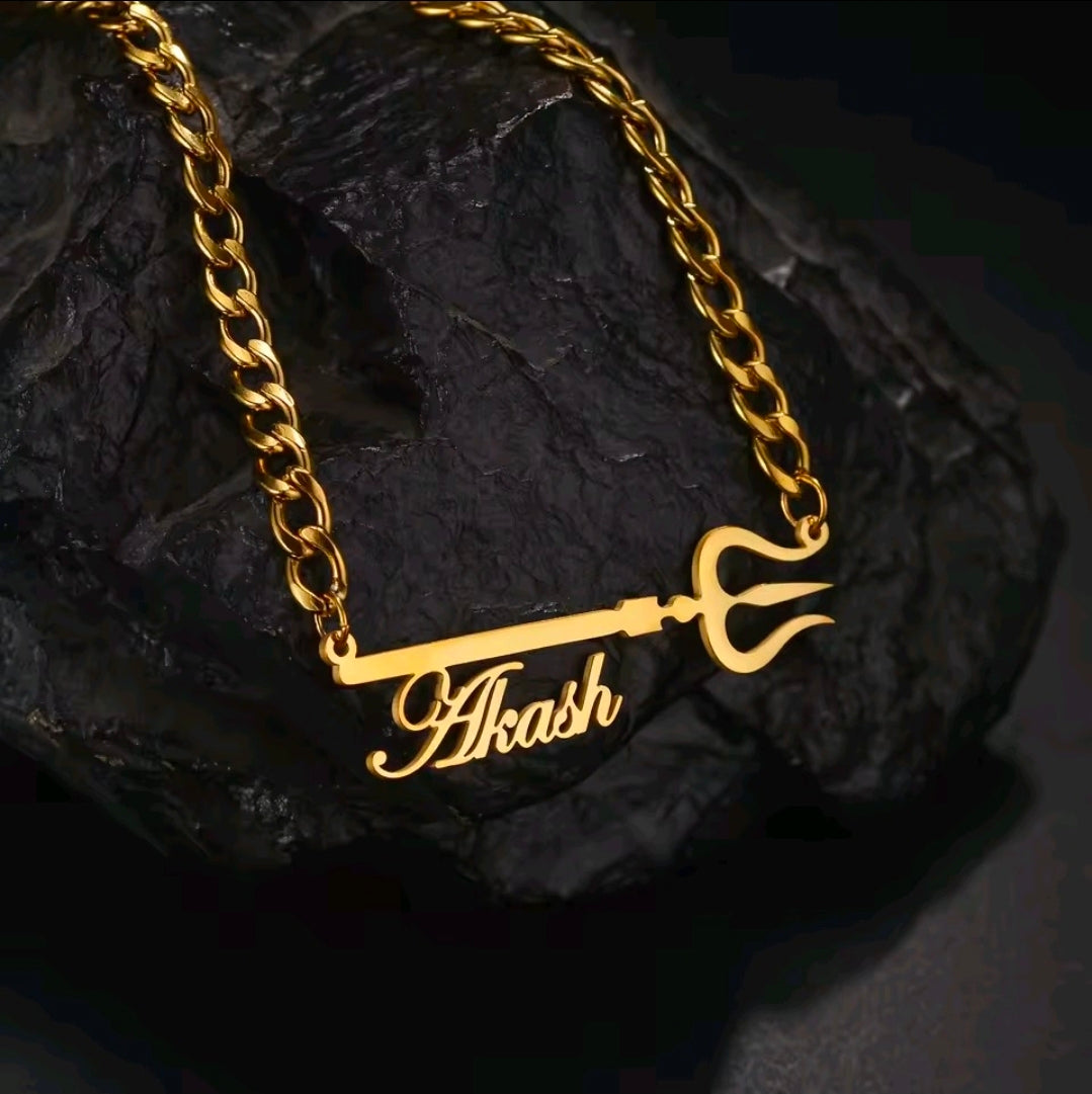 Custom Name Trishul Necklace