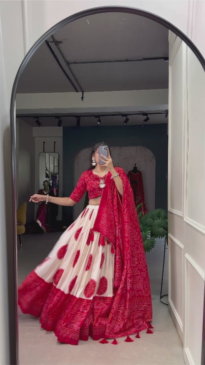 Lehenga Choli with Bandhej Print