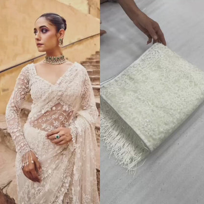 Butterfly Net Saree