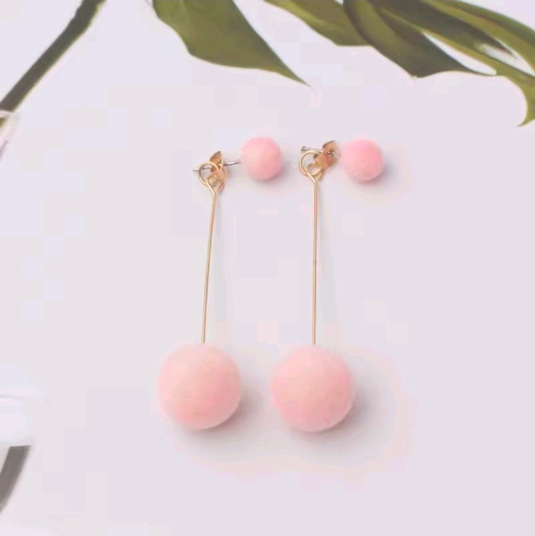 Faux Fur Ball Earrings