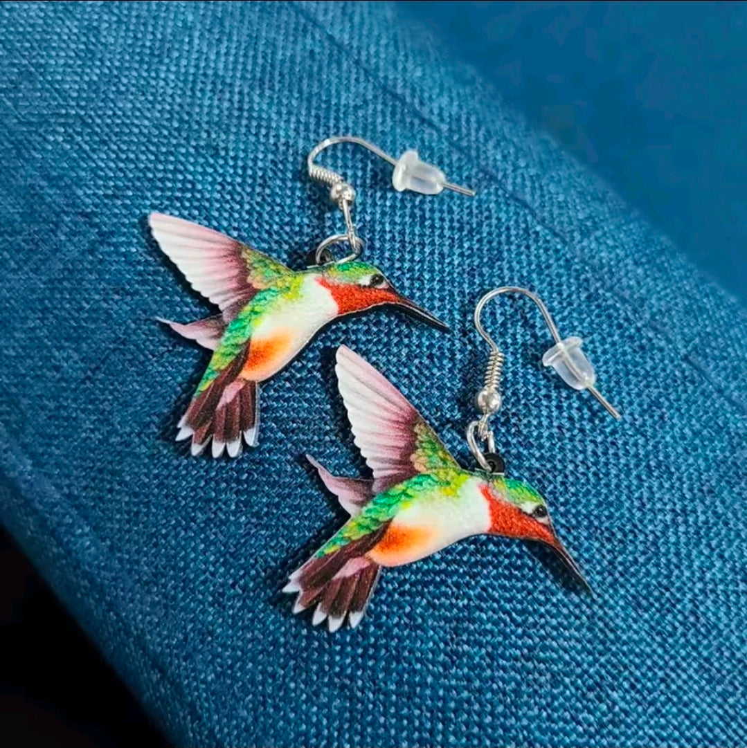 Acrylic Hummingbird Earrings